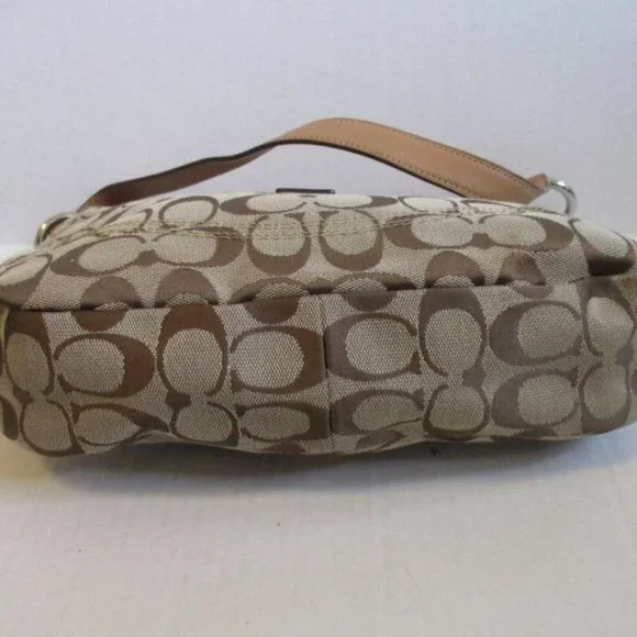 *COACH Beige Tan Hampton Satchel CC Logo Canvas